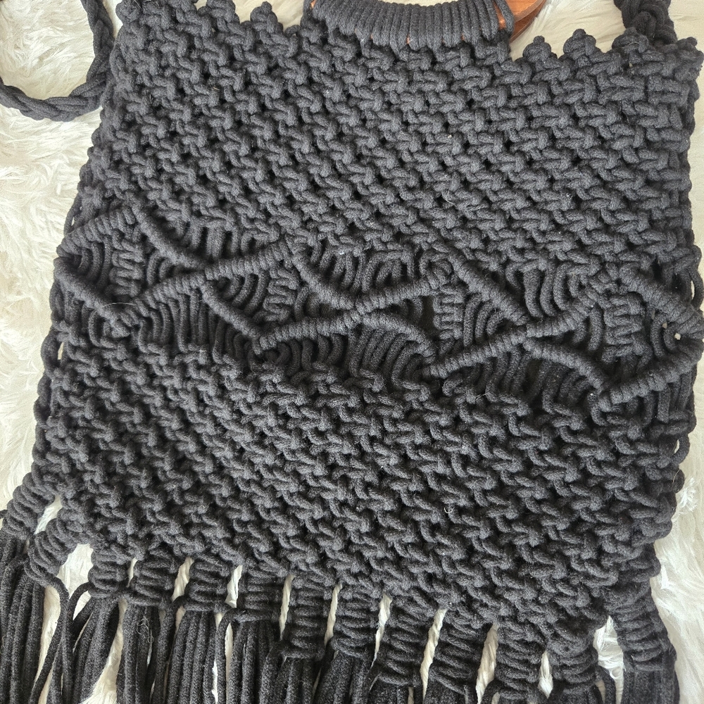 Danielle Nicole Black Macrame Crossbody Bag Nwot - image 4